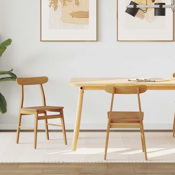 vidaXL Valgomasis krėslas 2 pcs Natūrali Kietas medis