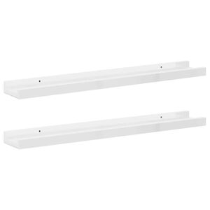 vidaXL Sieninės lentynos, 2vnt., baltos spalvos, 60x9x3cm, blizgios