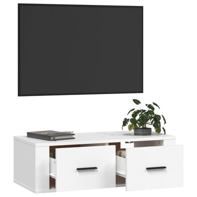 vidaXL Pakabinama televizoriaus spintelė, balta, 80x36x25cm, mediena