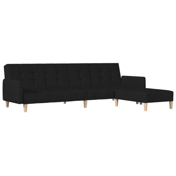 vidaXL Dvivietė sofa-lova su pakoja, juodos spalvos, audinys