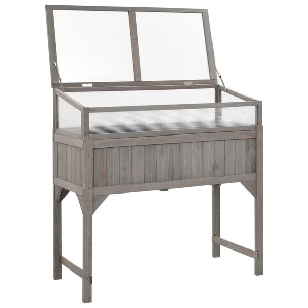 vidaXL Pakelta sodo lysvė su &scaron;iltnamiu, 120x54x120cm, eglės mediena