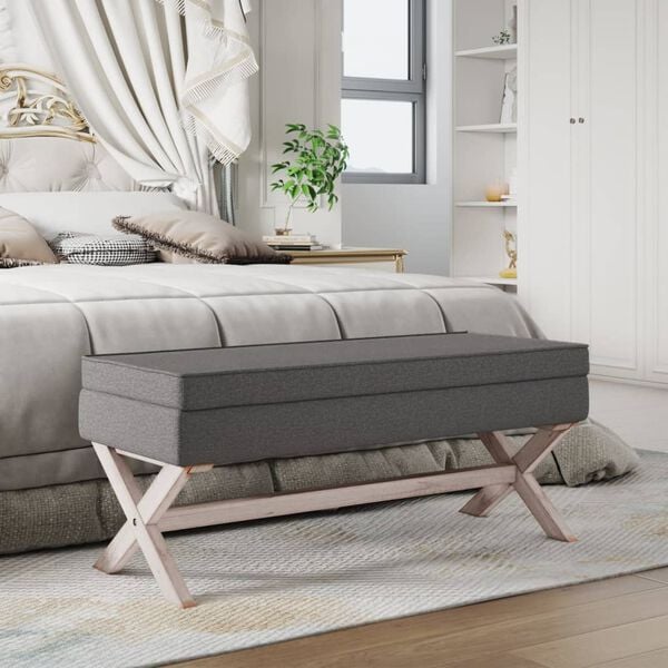 vidaXL Daiktadėžė-taburetė, tamsiai pilka, 110x45x49cm, audinys