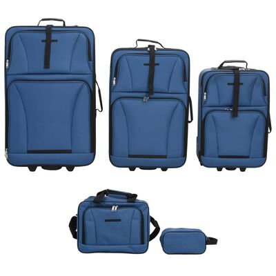 vidaXL Kelioninių lagaminų komplektas, 5 dalių, mėlynas, audinys
