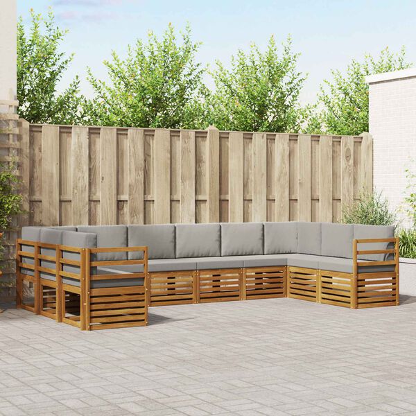 vidaXL Sekcijos sofų komplektas 10 pcs Natūrali ir &scaron;viesiai pilka