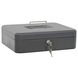 vidaXL Grynųjų pinigų dėžutė Tamsiai pilka 30 x 24 x 9 cm Plienas