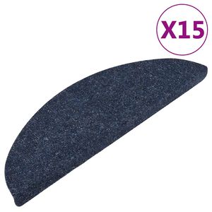 vidaXL Lipnūs laiptų kilimėliai, 15vnt., mėlynos spalvos, 56x17x3 cm
