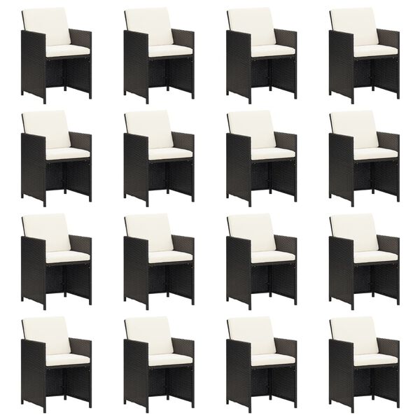 vidaXL Sodo komplektas su pagalvėlėmis, 17 dalių, juodas, poliratanas