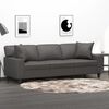 vidaXL Trivietė sofa su pagalvėmis, pilka, 180cm, dirbtinė oda