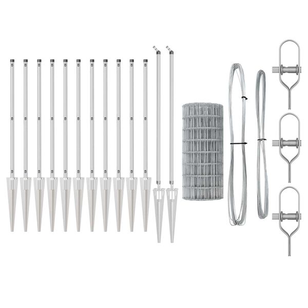 vidaXL Tvora su stulpais Sidabro 1 x 10 m Plienas