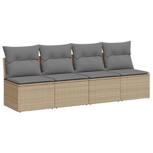 vidaXL Keturvietė sodo sofa su pagalvėlėmis, smėlio, poliratanas