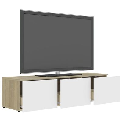 vidaXL Televizoriaus spintelė, balta ir ąžuolo, 120x34x30cm, mediena
