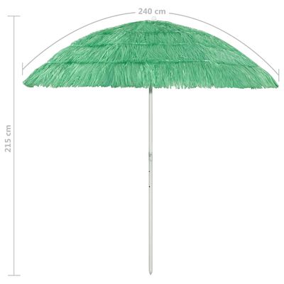 vidaXL Paplūdimio skėtis, žalios spalvos, 240cm, havajietiško dizaino