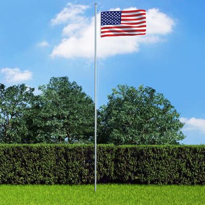 vidaXL JAV vėliava su stiebu, aliuminis, 4m