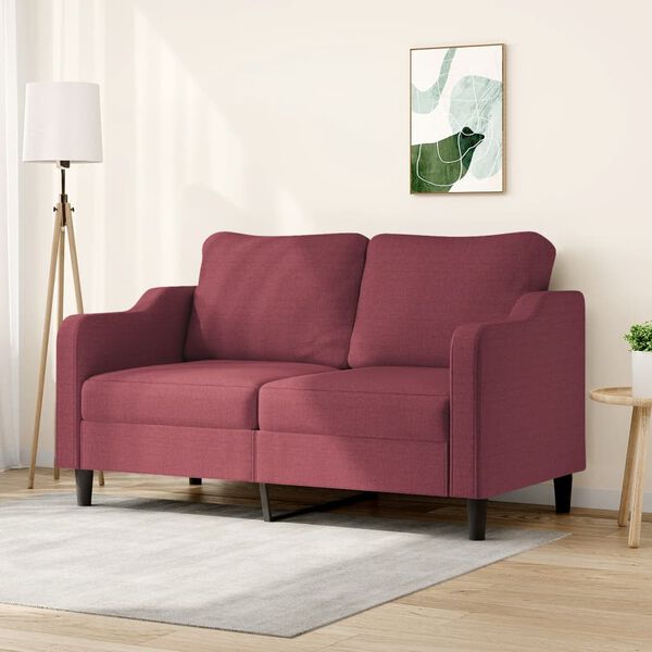 vidaXL Dvivietė sofa, raudonojo vyno spalvos, 140cm, audinys
