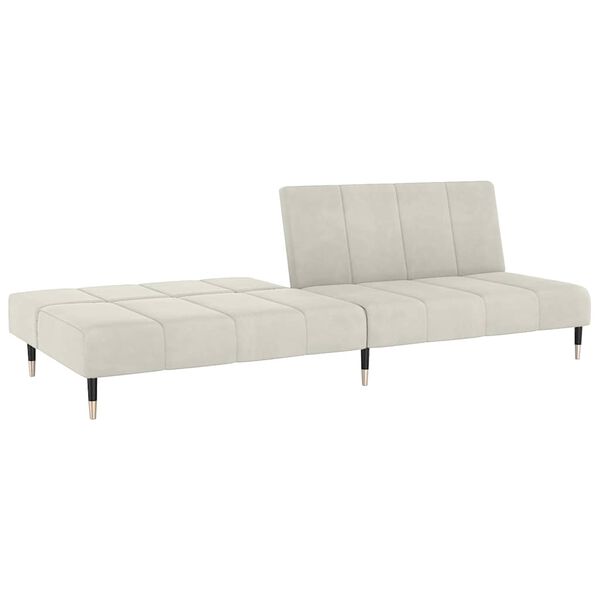 vidaXL Dvivietė sofa-lova, kreminės spalvos, aksomas