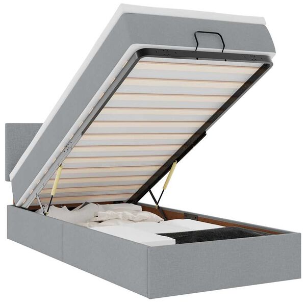 vidaXL Osmanų lovos rėmas su čiužiniu, pilka, 80x200cm, audinys