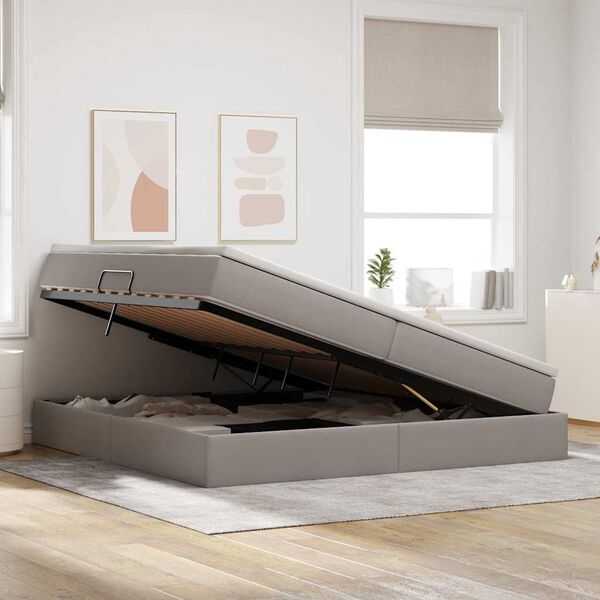 vidaXL Lova su daiktų laikymo vieta ir čiužiniu Taupe 200 x 200 cm