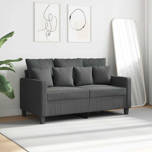 vidaXL Dvivietė sofa, tamsiai pilkos spalvos, 120cm, audinys