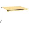 vidaXL Markizė su LED/vėjo jutikliu, geltona/balta, 450x350cm