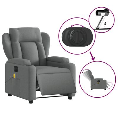 vidaXL Elektrinis masažinis krėslas, tamsiai pilkas, audinys