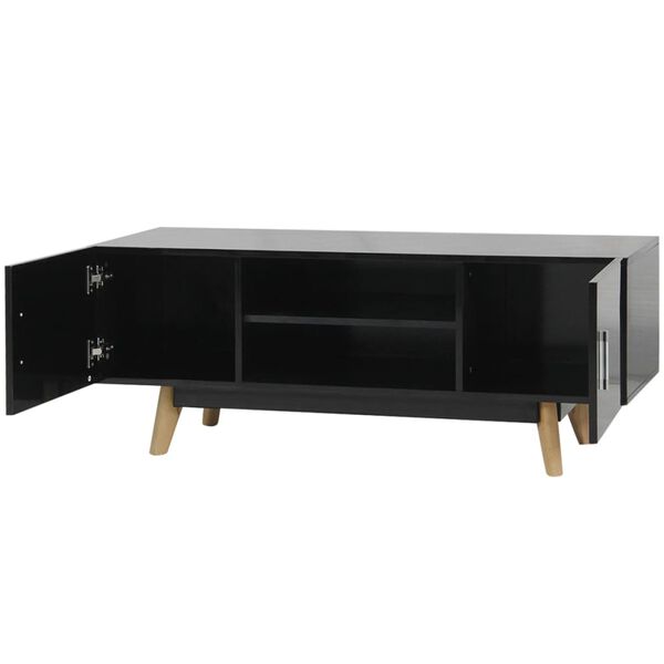vidaXL Labai Blizgus TV Staliukas, Juodas, 120x40x46 cm, MDF