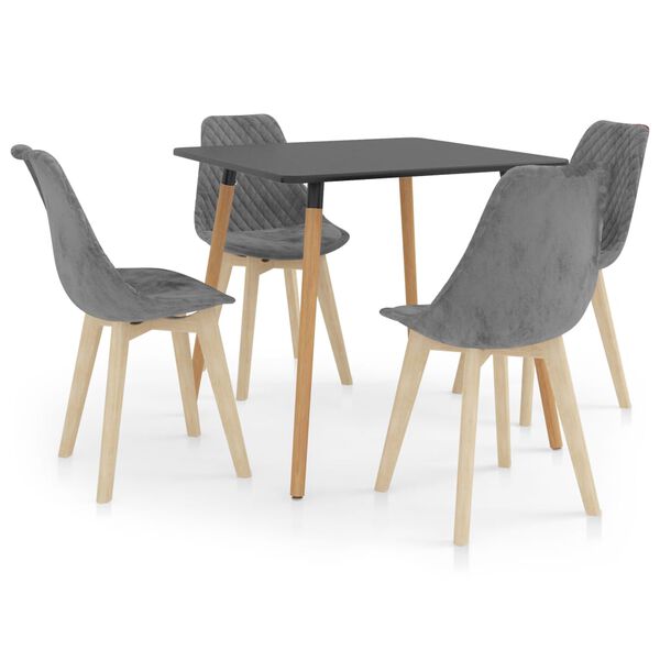 vidaXL Valgomojo baldų komplektas, 5 dalių, pilkas (287240+289153)