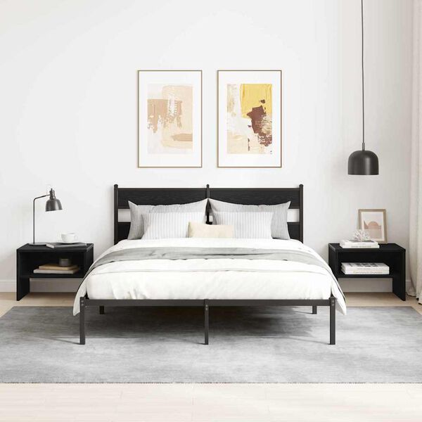 vidaXL &Scaron;alia lovos spintelė juoda ąžuolo 40 x 40 x 30 cm