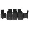 vidaXL Sodo valgomojo komplektas su pagalve 9 pcs Juoda poliratanas