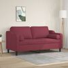 vidaXL Dvivietė sofa su pagalvėlėmis, raudonojo vyno, 140cm, audinys