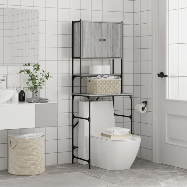 vidaXL Skalbimo mašinos spintelė, pilkos ąžuolo spalvos, 68x48,5x194cm