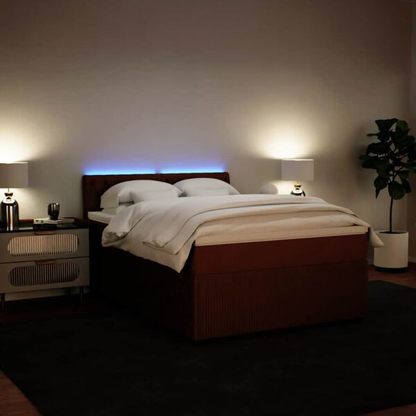 vidaXL Lova su spyruoklėmis ir čiužiniu, rožinė, 140x190 cm, aksomas