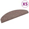vidaXL Laiptų kilimėliai, lipnūs, 5 vnt., 65x21x4 cm, &scaron;viesiai rudos spalvos, pusapvaliai, dideli