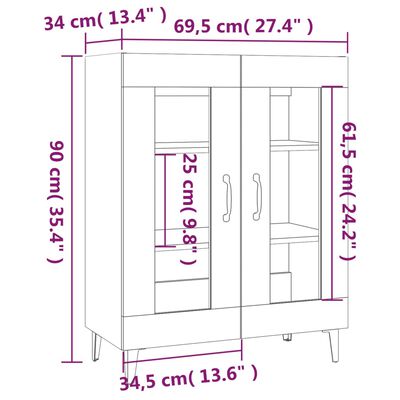 vidaXL Šoninė spintelė, balta, 69,5x34x90cm, apdirbta mediena, blizgi