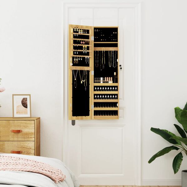 vidaXL Veidrodinė papuošalų spintelė, 30x8,5x106cm, sieninė