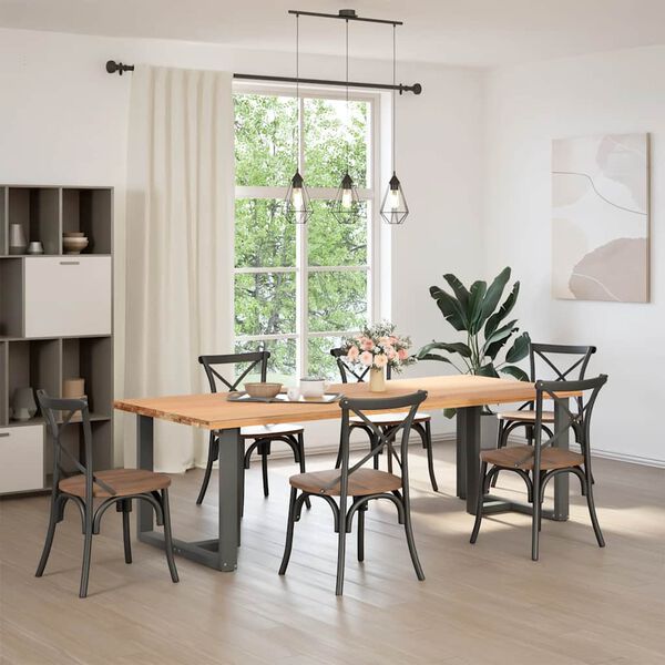 vidaXL Valgomojo stalo kojos, T formos, 2 vnt., antracito spalvos, 100x35x(72-73) cm, plienas