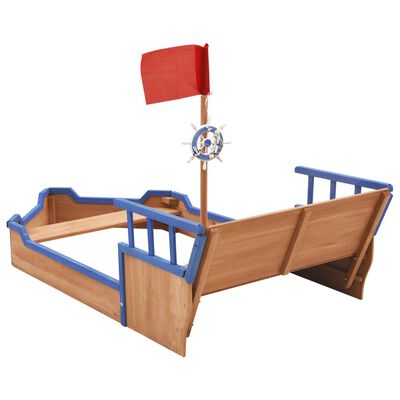 vidaXL Smėlio dėžė, 190x94,5x101cm, eglės mediena, piratų laivas