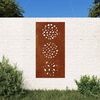 vidaXL Sodo sienos dekoracija, 105x55cm, corten plienas, lapų dizaino