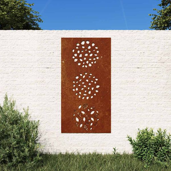 vidaXL Sodo sienos dekoracija, 105x55cm, corten plienas, lapų dizaino