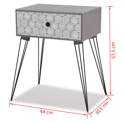 vidaXL Naktinis staliukas su stalčiu, stačiakampis, pilkas