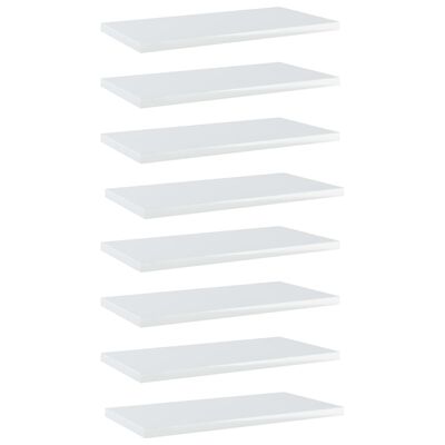 vidaXL Knygų lentynos plokštės, 8vnt., baltos, 40x20x1,5cm, MDP