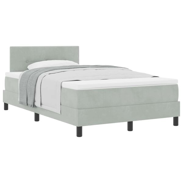 vidaXL Kiemas lova su čiužiniu &Scaron;viesiai pilka 120 x 190 cm Aksomas