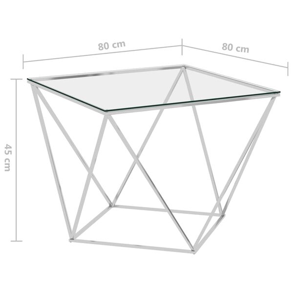 vidaXL Kavos staliukas, sidabrinis, 80x80x45cm, nerūdijantis plienas