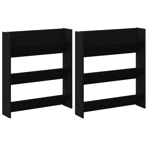 vidaXL Batu skrynia su lentyna 2 pcs Juodas ąžuolas 85 x 18 x 90 cm