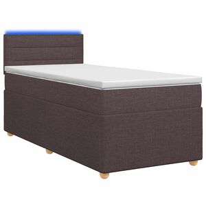 vidaXL Spyruoklinė lova su čiužiniu Tamsiai rudas 90 x 190 cm Audinys