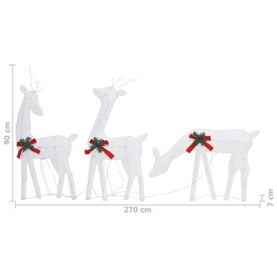 vidaXL Kalėdinė elnių šeima, šaltos baltos spalvos, 270x7x90cm