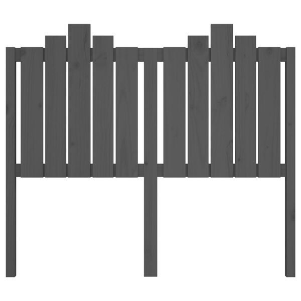 vidaXL Lovos galvūgalis, pilkas, 126x4x110cm, pu&scaron;ies medienos masyvas