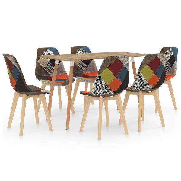 vidaXL Valgomojo baldų komplektas, 7 dalių, įvairių spalvų