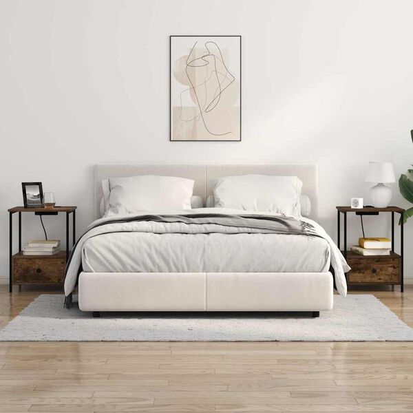 vidaXL &Scaron;alia lovos spintelė su stalčių Rūkyta ąžuolas 42 x 41 x 56 cm