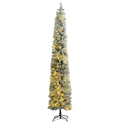 vidaXL Siaura Kalėdų eglutė su 300 LED/žaisliukais/sniegu, 300cm