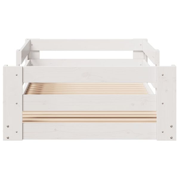 vidaXL Lovos rėmas be čiužinio, baltas, 70x140cm, pu&scaron;ies masyvas